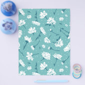 Elegant bloemmotief - Blauwgroen & wit Botanisch Flyer (Enkel)