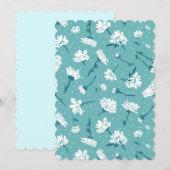 Elegant bloemmotief - Blauwgroen & wit Botanisch Kaart (Voorkant / Achterkant)