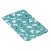 Elegant bloemmotief - Blauwgroen & wit Botanisch Magneet (Rechterzijde)