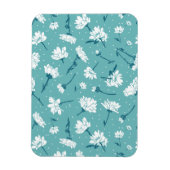 Elegant bloemmotief - Blauwgroen & wit Botanisch Magneet (Verticaal)