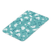 Elegant bloemmotief - Blauwgroen & wit Botanisch Magneet (Linkerzijde)