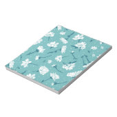 Elegant bloemmotief - Blauwgroen & wit Botanisch Notitieblok (Linkerzijde)