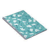 Elegant bloemmotief - Blauwgroen & wit Botanisch Notitieboek (Rechterzijde)
