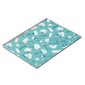 Elegant bloemmotief - Blauwgroen & wit Botanisch Notitieboek (Linkerzijde)