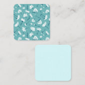 Elegant bloemmotief - Blauwgroen & wit Botanisch Notitiekaartje (Voorkant / Achterkant)