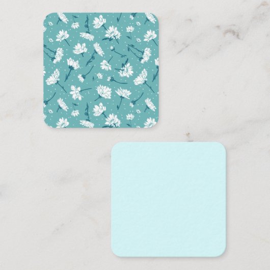 Elegant bloemmotief - Blauwgroen & wit Botanisch Notitiekaartje (Voorkant / Achterkant)