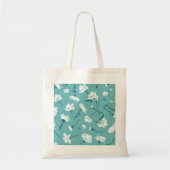 Elegant bloemmotief - Blauwgroen & wit Botanisch Tote Bag (Voorkant)