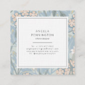 Elegant  bloemmotief chic pastel groen vierkante visitekaartje (Achterkant)