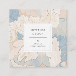 Elegant  bloemmotief chic pastelbruin vierkante visitekaartje