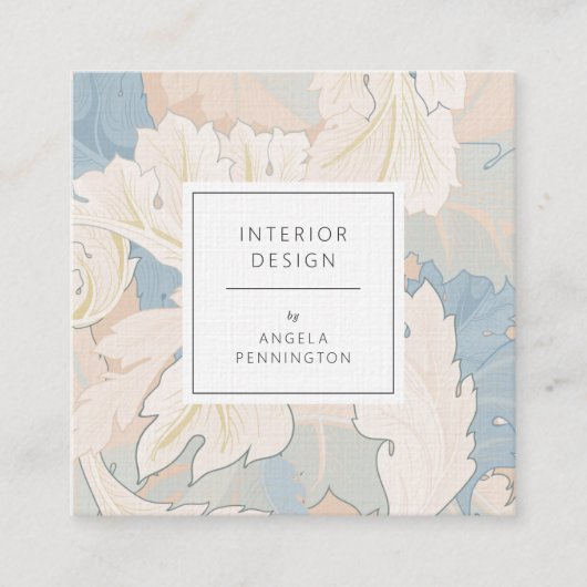 Elegant  bloemmotief chic pastelbruin vierkante visitekaartje (Voorkant)