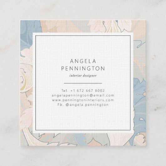 Elegant  bloemmotief chic pastelbruin vierkante visitekaartje (Achterkant)