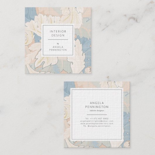 Elegant  bloemmotief chic pastelbruin vierkante visitekaartje (Voorkant / Achterkant)