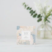 Elegant  bloemmotief chic pastelbruin vierkante visitekaartje (Staand voorkant)