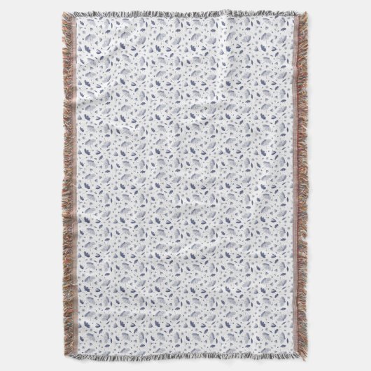 Elegant Bloemmotief Donkerblauw en Wit  Deken (Voorkant Verticaal)