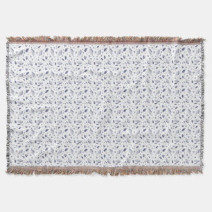 Elegant Bloemmotief Donkerblauw en Wit  Deken