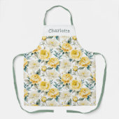 Elegant Bloemmotief Geel Wit Schort (Voorkant)