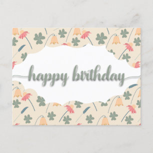 Elegant Bloemmotief Gelukkige Verjaardag Briefkaart