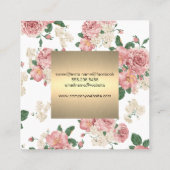 Elegant Bloemmotief Gouden Afwerking Vierkant Vierkante Visitekaartje (Achterkant)