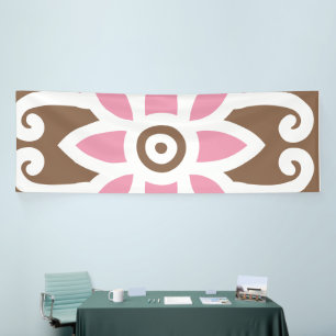 Elegant bloemmotief in bruine en roze tinten set spandoek