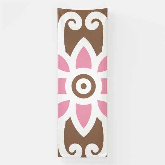 Elegant bloemmotief in bruine en roze tinten set spandoek (Verticaal)