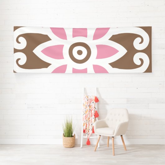 Elegant bloemmotief in bruine en roze tinten set spandoek (Insitu)