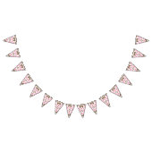 Elegant bloemmotief in bruine en roze tinten set vlaggetjes (Alle)