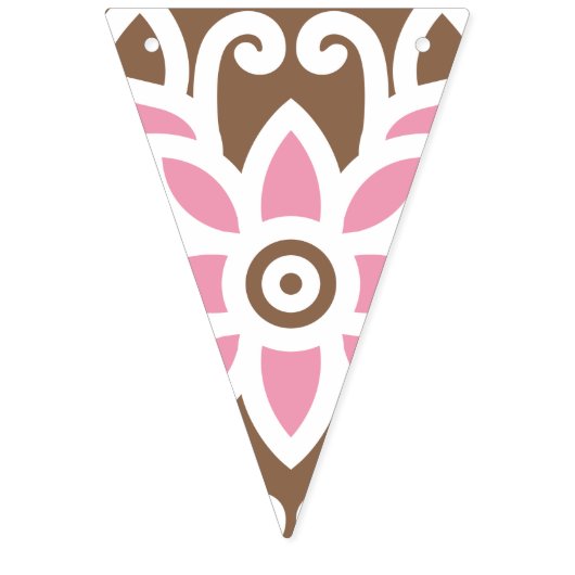 Elegant bloemmotief in bruine en roze tinten set vlaggetjes (Derde vlag)