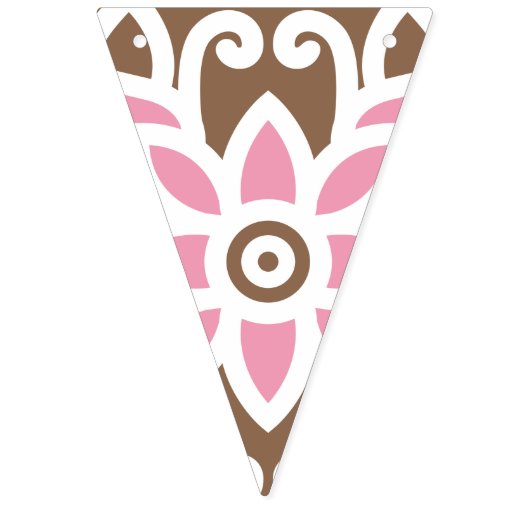 Elegant bloemmotief in bruine en roze tinten set vlaggetjes (Eerste vlag)