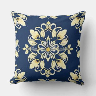 Elegant Bloemmotief met Gouden Accenten Kussen