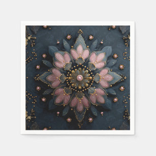Elegant  bloemmotief met gouden accenten servet