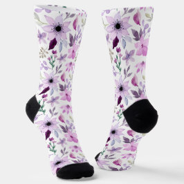Elegant bloemmotief met rode en blauwe bladeren zo sokken