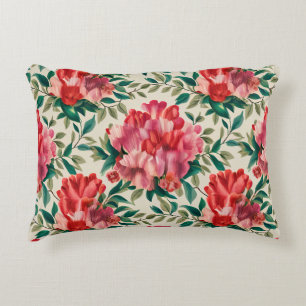 Elegant bloemmotief met rode en roze bloemen accent kussen
