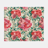 Elegant bloemmotief met rode en roze bloemen fleece deken (Voorkant (Horizontaal))