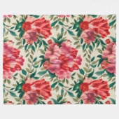 Elegant bloemmotief met rode en roze bloemen fleece deken (Voorkant (Horizontaal))