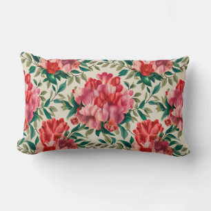 Elegant bloemmotief met rode en roze bloemen kussen