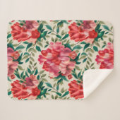Elegant bloemmotief met rode en roze bloemen sherpa deken (Voorkant (horizontaal))
