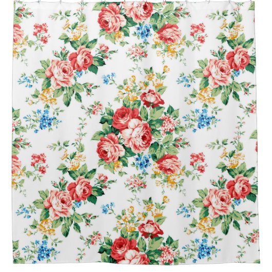 Elegant bloemmotief met Rozen ontwerpelement Douchegordijn (Voorkant)