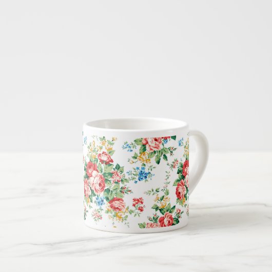Elegant bloemmotief met Rozen ontwerpelement Espresso Kop (Voorkant rechts)