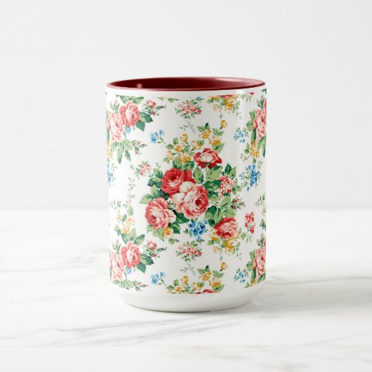 Elegant bloemmotief met Rozen ontwerpelement Mok (Midden)