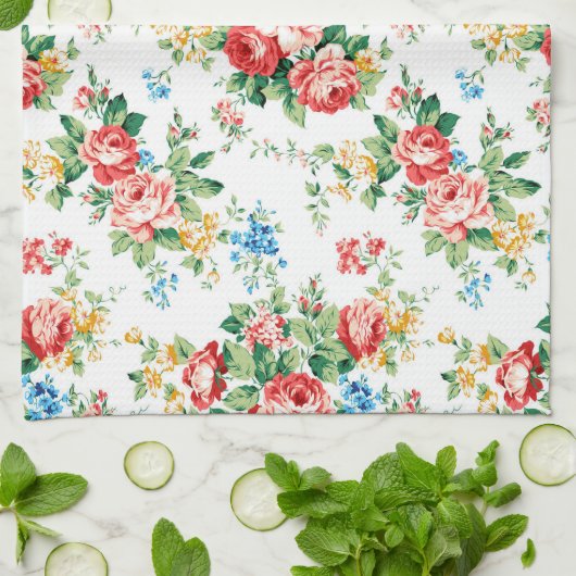 Elegant bloemmotief met Rozen ontwerpelement Theedoek (Gevouwen)