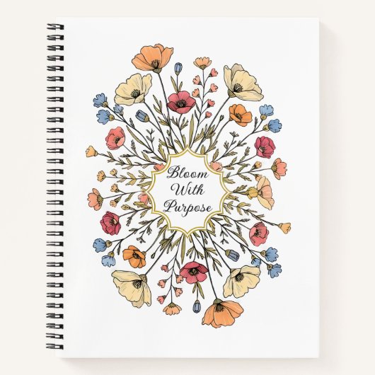 Elegant Bloemmotief Motivatieboek Notitieboek (Voorkant)