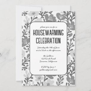 Elegant Bloemmotief op Maat HOUSEWARMING FEESTJE Kaart