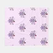 Elegant bloemmotief paarse violet grijs rood fleece deken (Voorkant (Horizontaal))