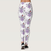 Elegant bloemmotief paarse violet grijs rood leggings (Achterkant)