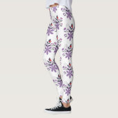 Elegant bloemmotief paarse violet grijs rood leggings (Links)