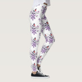 Elegant bloemmotief paarse violet grijs rood leggings (Rechts)