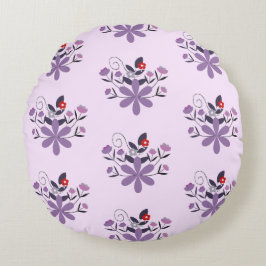 Elegant bloemmotief paarse violet grijs rood rond kussen