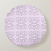 Elegant bloemmotief paarse violet grijs rood rond kussen (Achterkant)