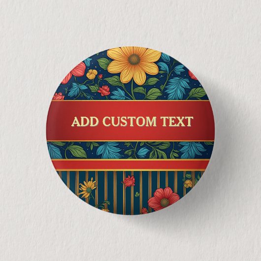 Elegant Bloemmotief Ronde Button 3,2 Cm (Voorkant)