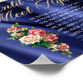 Elegant bloemmotief roze foto rouwgedicht bord poster (Hoek)